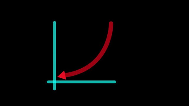 Business grow down arrow. Animated linear symbol of arrow is drawn.