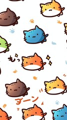 Cute Cartoon Cats in a Seamless Pattern