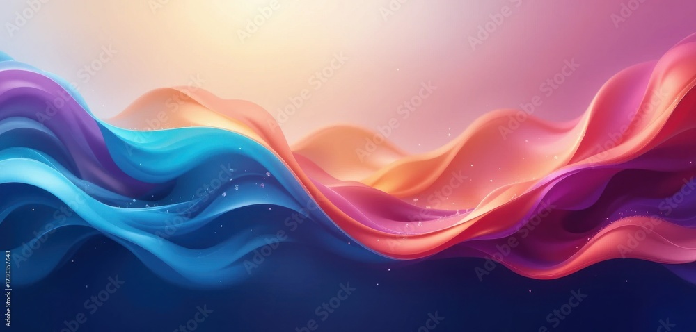 Poster abstract flowing waves of vibrant colors create a dynamic and smooth composition with light effects