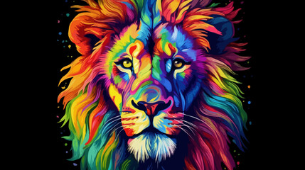 Vivid color lion head
