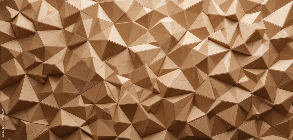 Poster abstract brown wooden geometric low poly surface texture seamless pattern 3d rendering