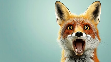 Obraz premium the fox is scared. shock. on a plain colored background. frightened facial expression. fear, hair on end. high detail.