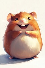 Happy hamster smiling, studio shot, white background, pet illustration