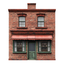 Naklejka premium Brick building with red awning
