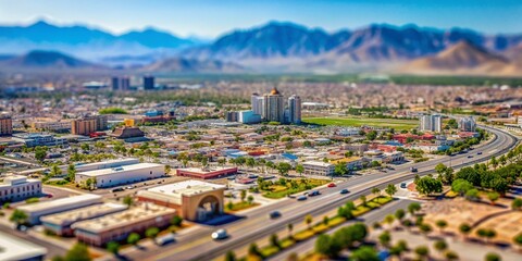 Fototapeta premium North Las Vegas Nevada Map - Miniature Cityscape, Tilt-Shift Photography