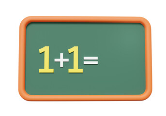 Classroom Back to school concept Blackboard number basic calculation mathematic learning math operation on isolated background. 3d render illustration elements