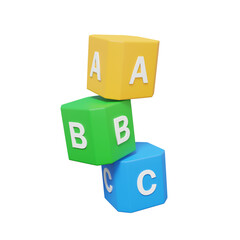 ABC cubes square colorful on isolated background. Elements design for education learning preschool or basic toy kid. 3d render illustration