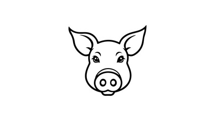 very simple pig head vector illustration, simple pig head silhouette vector illustration