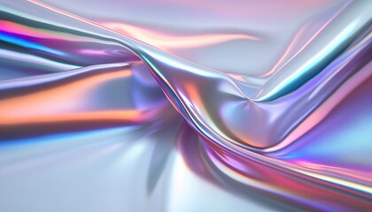 Fototapeta premium A close-up of shimmering, iridescent fabric displaying vibrant colors and smooth, flowing textures.