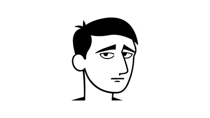 person with a sad face vector outline shape illustrations, sad person emotion, sad person face, sad man face vector illustration black and white