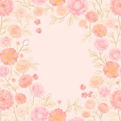 Naklejka premium Soft pastel rose background with densely arranged blooms in shades of blush pink, peach, and ivory