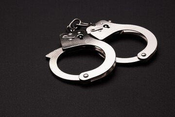 Handcuffs on a black background