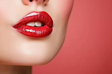 Obraz premium woman flirts. on a plain colored background. studio photo. air kiss. flirting, flirting. real photo high detail.