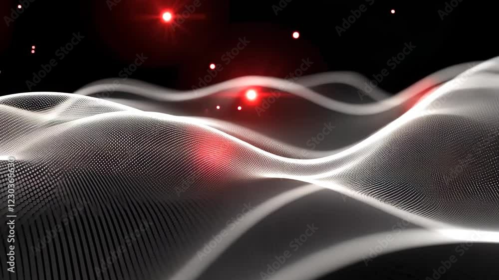 Poster Digital wave effect lines create an abstract connection in a dark environment, Abstract wave of digital wave effect , lines connecting network dots
