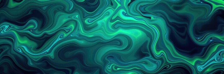 Fototapeta premium Rich and vibrant display oSwirling patterns of greens and blues evoking a sense of oceanic movement, watercolor effect, seafoam green