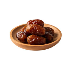 Fruit date in bowl with transparent background, Eid and Ramadhan concept