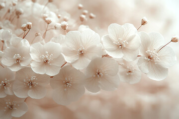 Delicate creamy white flowers bloom softly