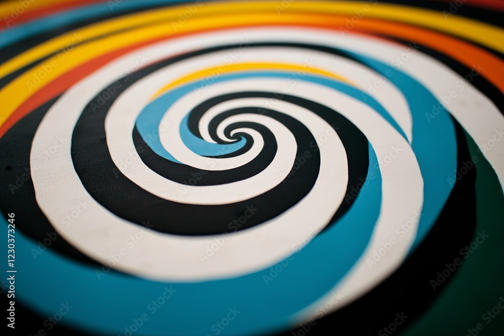 Poster Concentric circles of varying colors creating an optical illusion