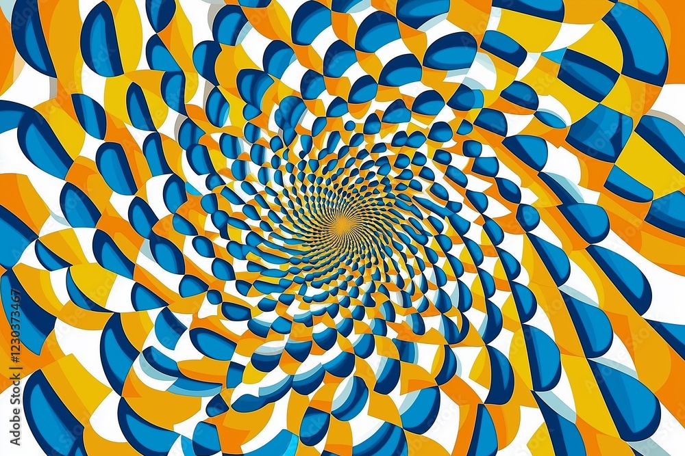 Poster Concentric circles of varying colors creating an optical illusion