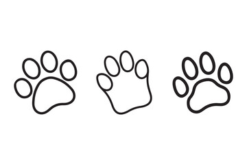 Obraz premium cat and dog paw icon vector outline on white background