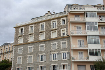 habitation buildings in biarritz at the pays basque in france