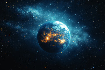 Fototapeta premium Earth Planet Nightlights Cosmic Nebula Space