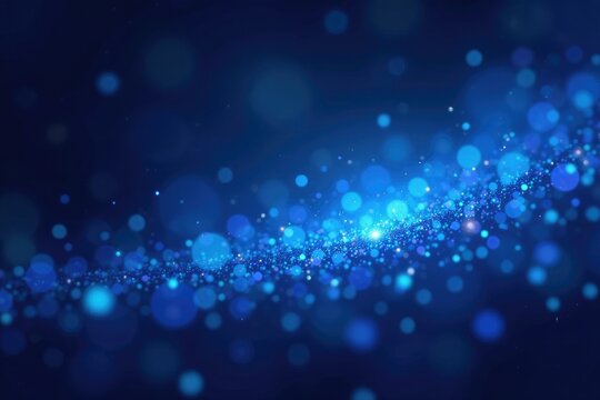 Swirling blue glowing particles in a bokeh background, galaxy, cosmic, abstract
