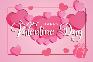 Happy valentine day banner with hearts made of plasticine. valentine day Social media post.
happy Valentine's Day Poster or banner with many hearts. vector illustration design.