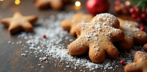 Crumbly gingerbread topped with sparkling sugar, sweet treats, holiday crafts