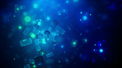 glowing bioluminescent colors, cool blues, greens, purples, light effects