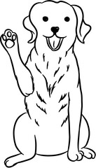 Dog and paw. Domestic animal. Hand drawn vector isolated doodle illustration 