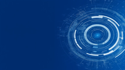 Abstract Digital Interface: A mesmerizing abstract digital interface on a bold blue background with a circular pattern. The design radiates with a futuristic energy, evoking ideas of progress.