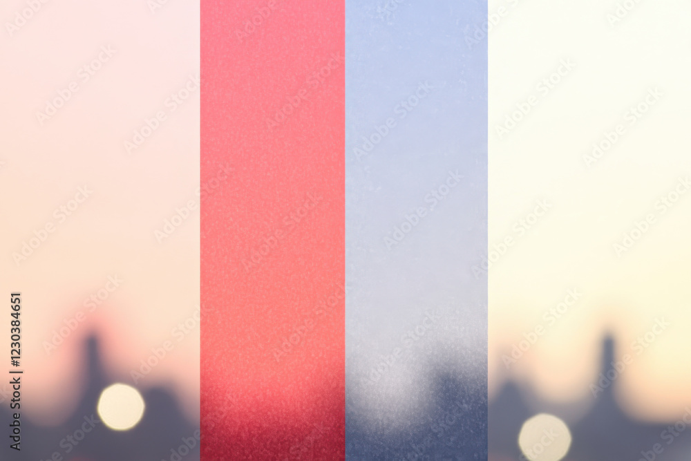 Poster a series of three different colored stripes, each with a different shade of red