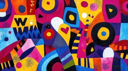 Abstract Colorful Shapes Composition Vibrant Modern Art