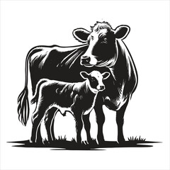 Dairy cow and calf vector