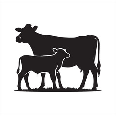 Dairy cow and calf vector