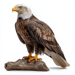 Obraz premium Bald eagle perched on log wildlife photography natural habitat close-up majestic bird in nature