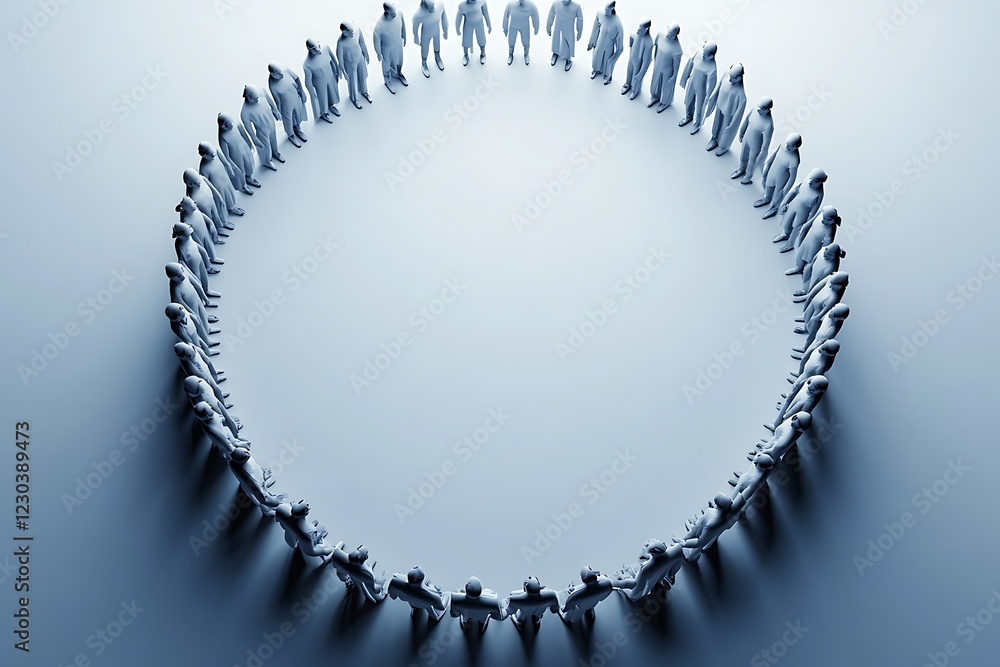 Poster modern artistic abstract team unity in white setting