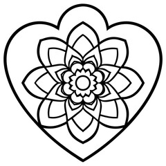 Intricate Mandala Heart Line Art for Vector Design
