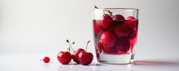 A handful of cherries scattered on the bottom of a clear glass, Bottom, Glass, Shine