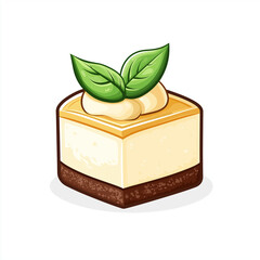 Delicious cheesecake dessert with fresh mint leaves kitchen setting digital illustration bright and inviting creative food art