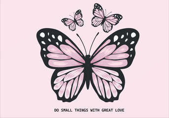 butterfly flying shape vector design.love  yourself message with watercolor butterfly vector margarita mariposa stationery,mug,t shirt,phone case fashion slogan style spring summer sticker 