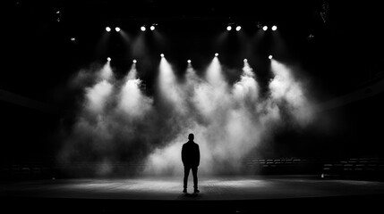 silhouette of singer on the stage