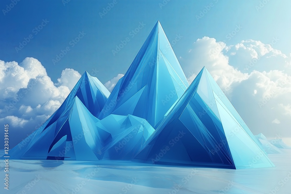 Poster sharp triangles forming a futuristic mountain range