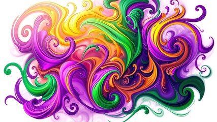 Mardi Gras Abstract Swirls - Festive AI Art
