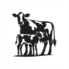 Dairy cow and calf vector