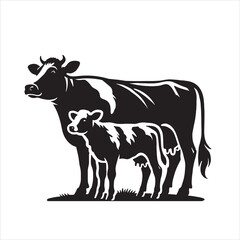 Dairy cow and calf vector