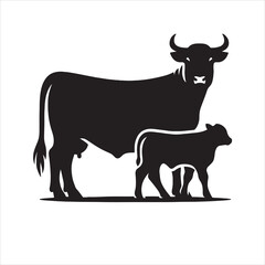 Dairy cow and calf vector