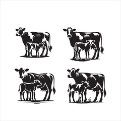 Dairy cow and calf vector © ShahAlam