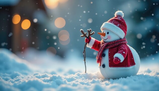 Fiocchi di neve bianche cadono intorno a Babbo Natale, winter, holiday